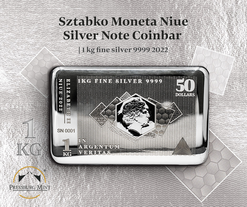 Sztabko Moneta Niue: Silver Note Coinbar 1000 gramów Srebra 2022  Pressburg Mint