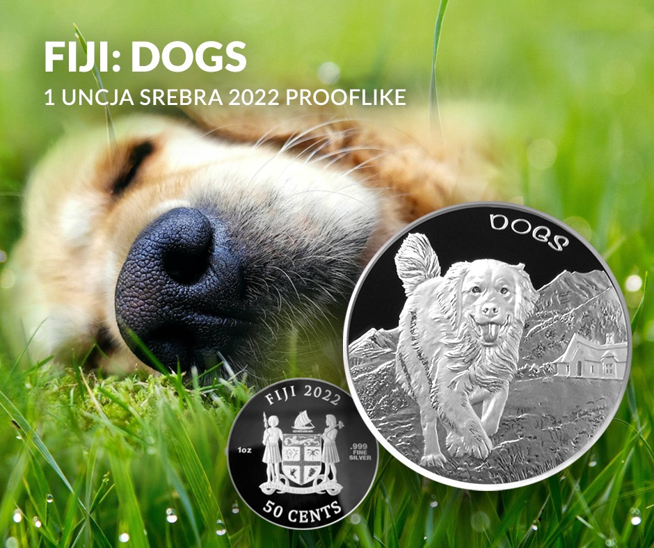 Fiji: Dogs 1 uncja Srebra 2022 Prooflike