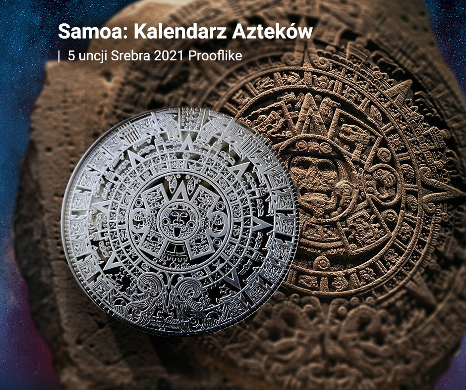 Samoa: Kalendarz Azteków 5 uncji Srebra 2021 Prooflike 
