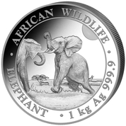 African Wildlife: Słoń Somalijski 1000 gramów Srebra 2024