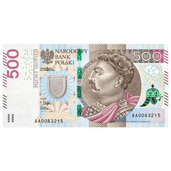 Banknot Polska 500 Złotych (500 PLN) Obiegowy