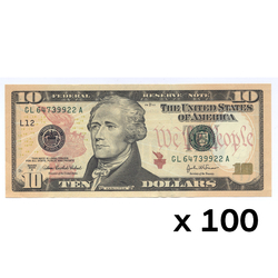 Banknot USA 10 Dolarów (10 U.S. dollars / 10 USD) 100 sztuk