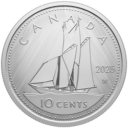 Canada: Tribute - W Mint Mark "Bluenose" 10-cents Srebro 2025 Specimen