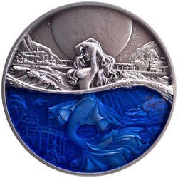 Czad: Mermaid - Under The Mood kolorowany 2 uncje Srebra 2022 High Relief Antiqued Coin
