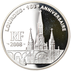 Francja: Lourdes 150e Anniversaire 1,5 Euro Srebro 2008 Proof