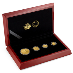 Kanadyjski Liść Klonowy: Zestaw 4 złotych monet 2015 Reverse Proof