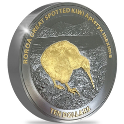 Kiwi pozłacany 5 uncji Srebra 2024 Black Proof