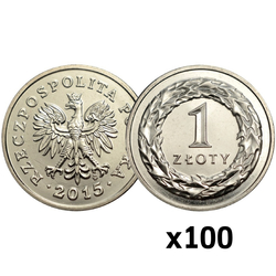 Narodowy Bank Polski: 1 złoty Worek Menniczy (100 sztuk) - Różne Roczniki 