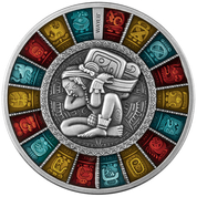 Niue: Kalendarz Haab kolorowany $2 Srebro 2023 High Relief Antiqued Coin