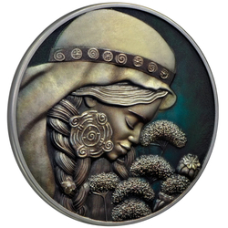 Niue: The Elements - Milda kolorowana $5 Srebro 2023 High Relief Antiqued Coin