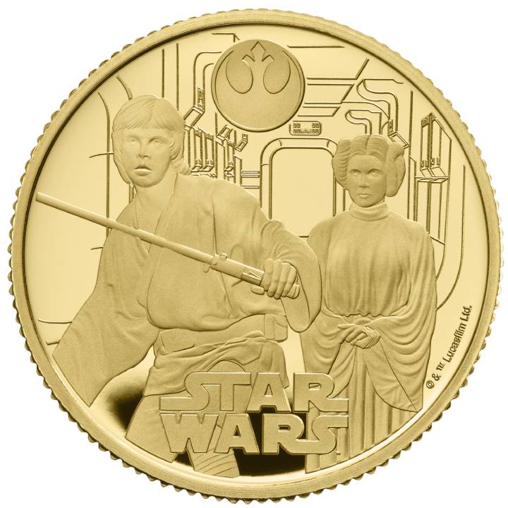  Star Wars: Luke Skywalker and Princess Leia 1/4 uncji Złota 2023 Proof