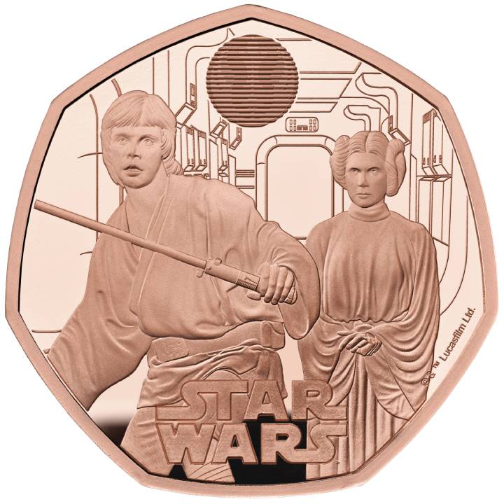  Star Wars: Luke Skywalker and Princess Leia 50p Złoto 2023 Proof 