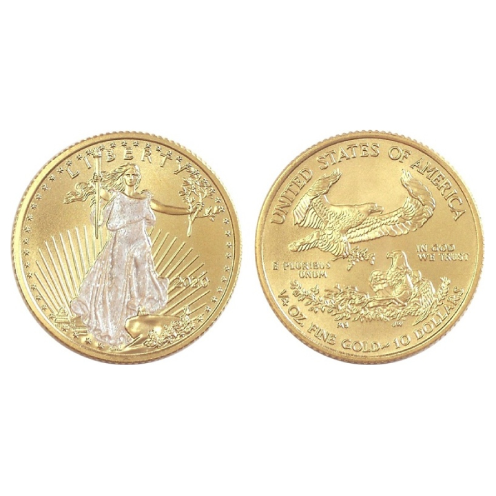 Amerykański Orzeł zestaw 2 monet - 1/4 uncji Złota i 1 uncja Srebra 2020 Diamond Edition 