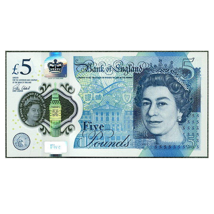 Banknot 5 Funtów Brytyjskich - Królowa Elżbieta II (5 pound / 5 GBP) 100 sztuk Obiegowy 