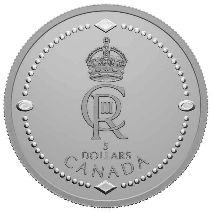 Canada: His Majesty King Charles III's Royal Cypher $5 Srebro 2023 Matte Proof 