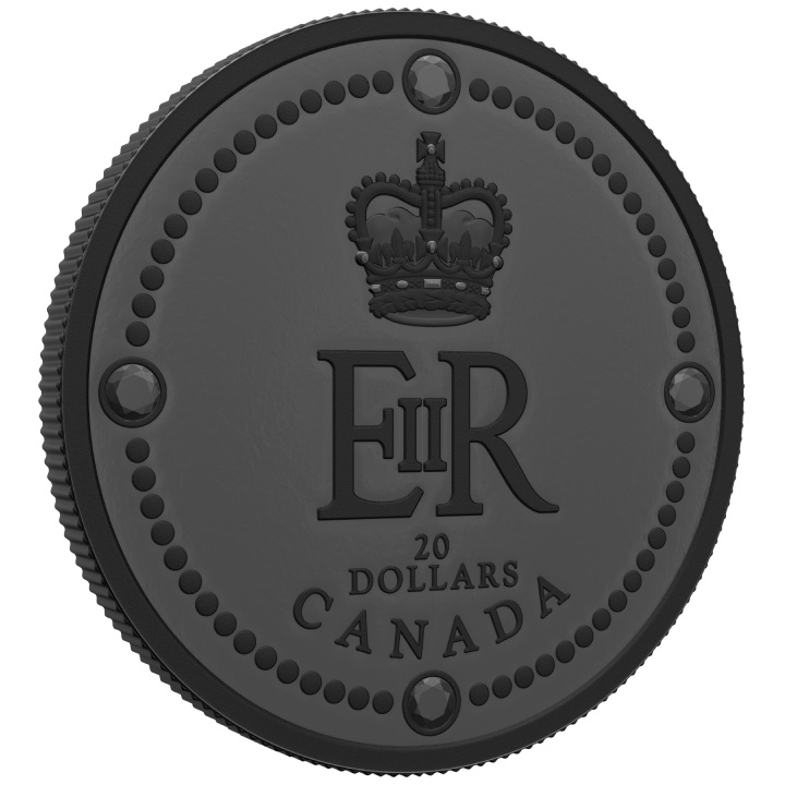 Canada: Queen Elizabeth II's Royal Cypher $20 Srebro 2022 Black Rhodium Matte Proof