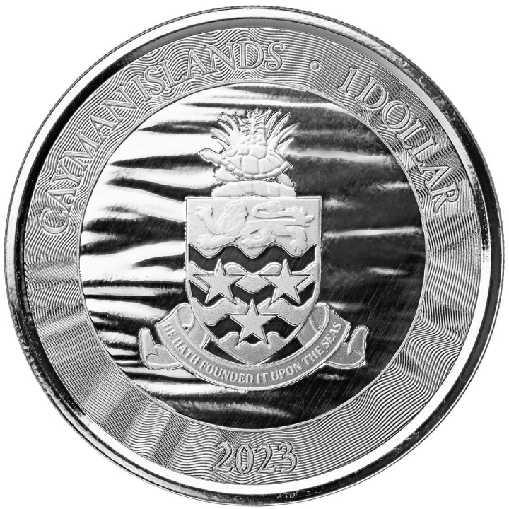 Cayman Islands: Stingray kolorowany 1 uncja Srebra 2023 Proof