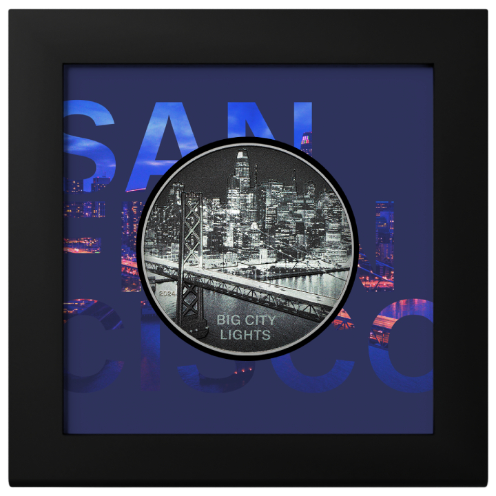 Cook Islands: Big City Lights - San Francisco kolorowany 1 uncja Srebra 2024 Proof