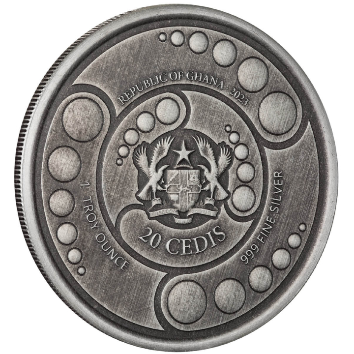 Ghana: Alien 1 uncja Srebra 2023 Antiqued Coin 