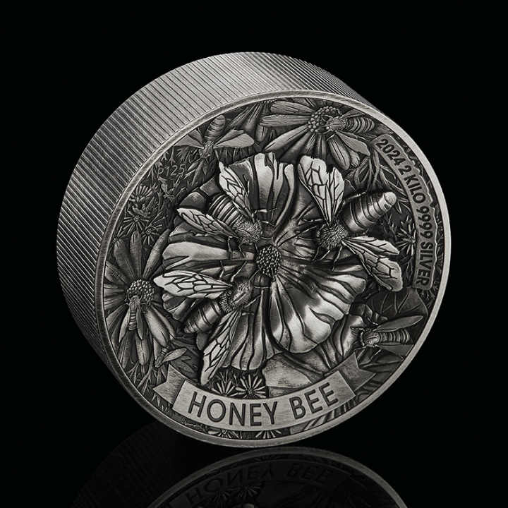 Honey Bee 2000 gramów Srebra 2024 High Relief Antiqued Coin