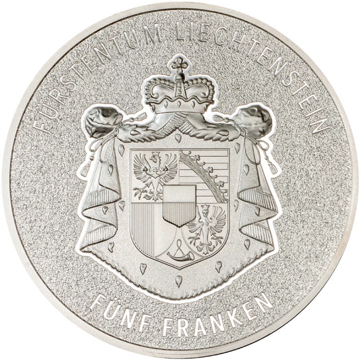 Liechtenstein: 100 years of the Swiss Franc in Liechtenstein kolorowany 1 uncja Srebra 2024 Silk Coin