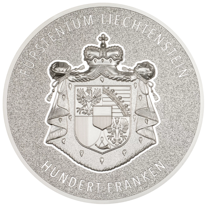 Liechtenstein: 100 years of the Swiss Franc in Liechtenstein kolorowany 1000 gramów Srebra 2024 Silk Coin