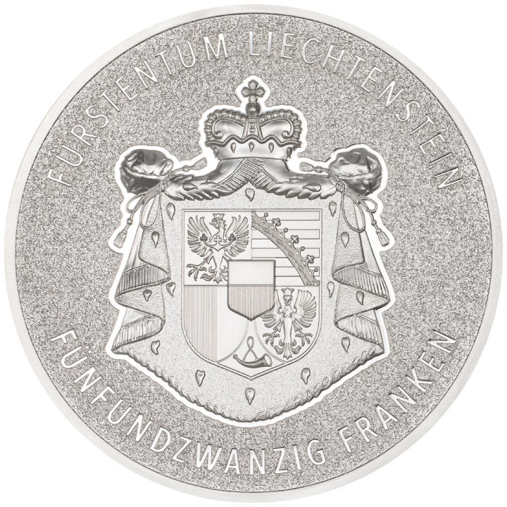 Liechtenstein: 100 years of the Swiss Franc in Liechtenstein kolorowany 5 uncji Srebra 2024 Silk Coin