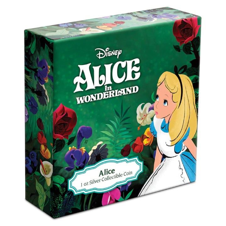 Niue: Disney Alice in Wonderland - Alice kolorowana 1 uncja Srebra 2021 Proof