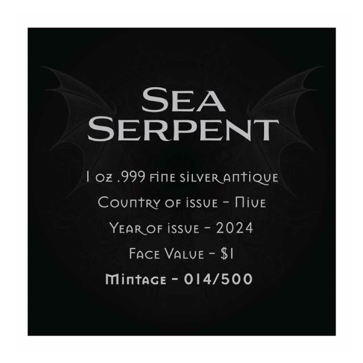 Niue: Mythical Creatures - Sea Serpent 1 uncja Srebra 2024 Antiqued Coin