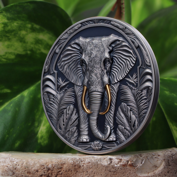 Niue: Save the Powers - Elephant pozłacany $5 Srebro 2024 Black Proof