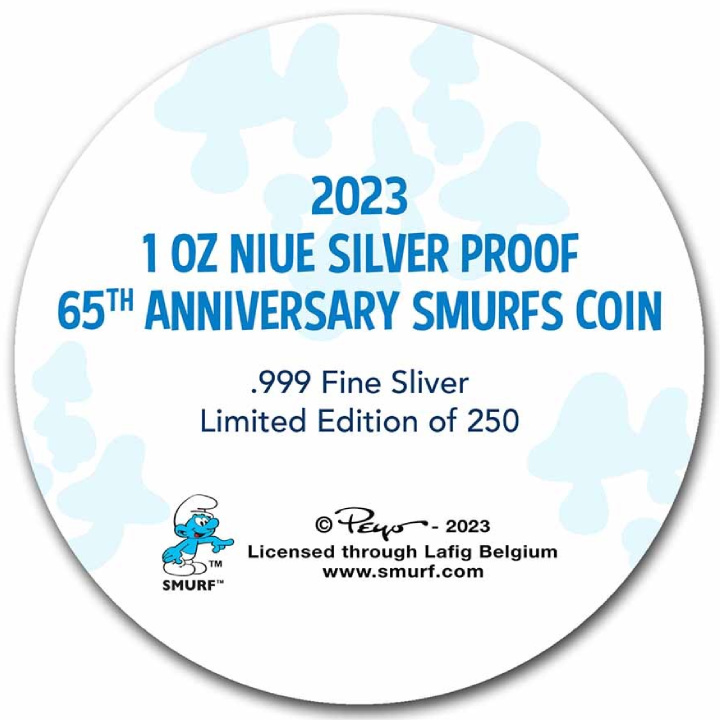 Niue: Smerfy - 65. rocznica 1 uncja Srebra 2023 Proof
