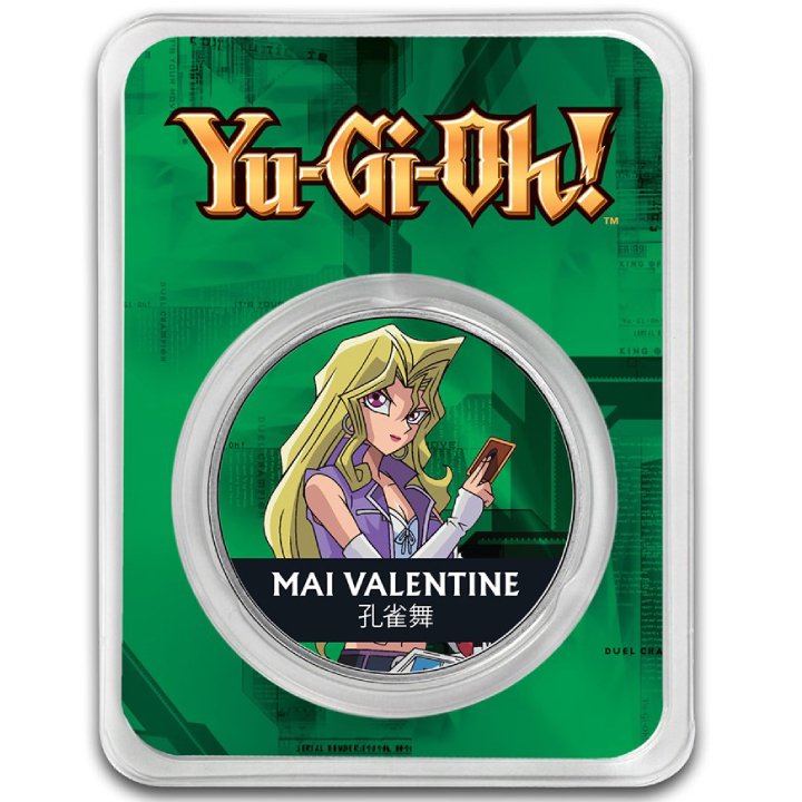 Niue: Yu-Gi-Oh! Mai Valentine kolorowana 1 uncja Srebra 2024 Slab