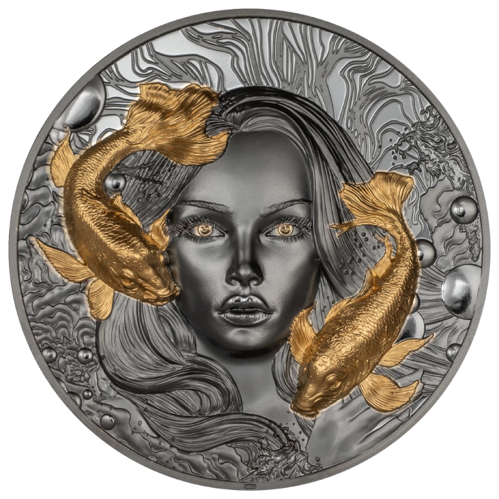 Palau: Goddess of Water pozłacany 2 uncje Srebra 2024 Black Proof 