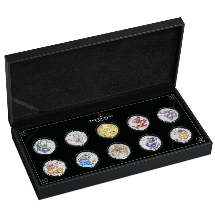 Perth Mint: Lunar III - Rok Smoka: Zestaw 10 srebrnych monet x 1/2 uncji 2024