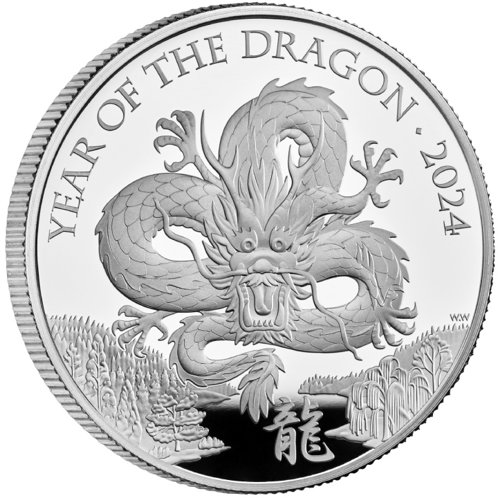 Royal Mint Lunar: Rok Smoka 1 uncja Srebra 2024 Proof