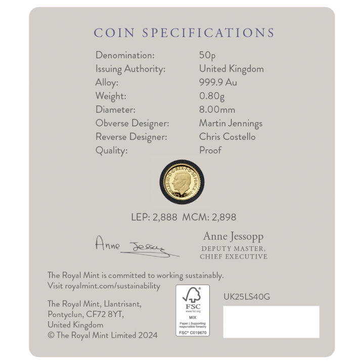 Royal Mint Lunar: Rok Węża 1/40 uncji Złota 2025 Proof