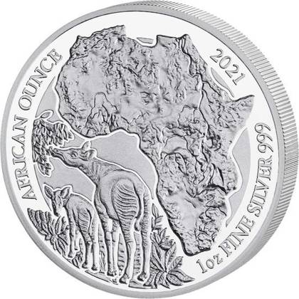 Rwanda: African Ounce - Okapi 1 uncja Srebra 2021 Proof