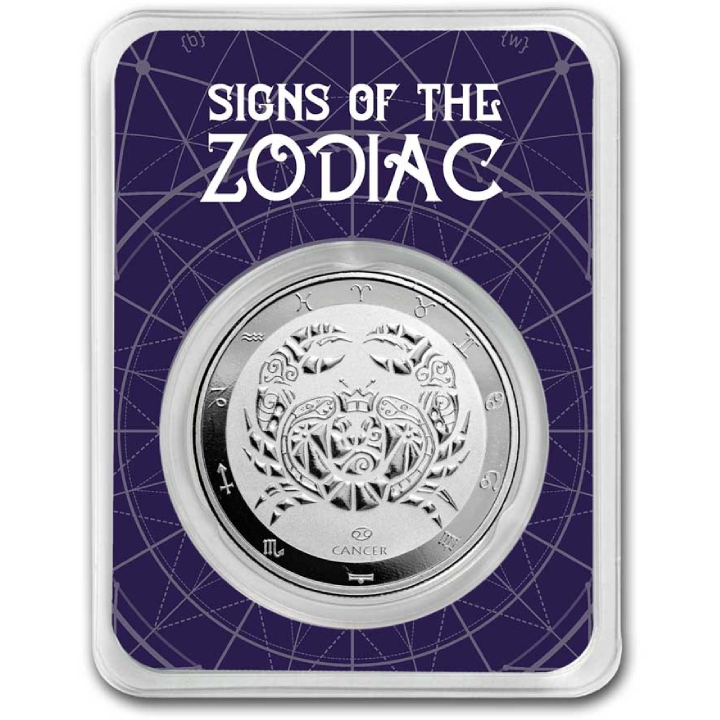 Tokelau: Zodiac Series - Rak 1 uncja Srebra 2024 Slab