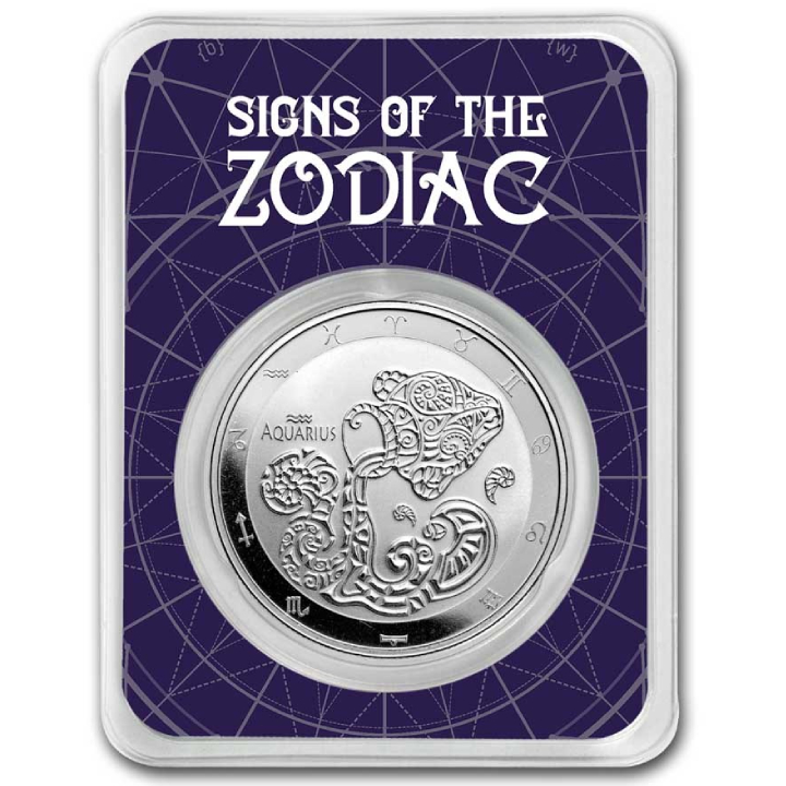 Tokelau: Zodiac Series - Wodnik 1 uncja Srebra 2024 Slab