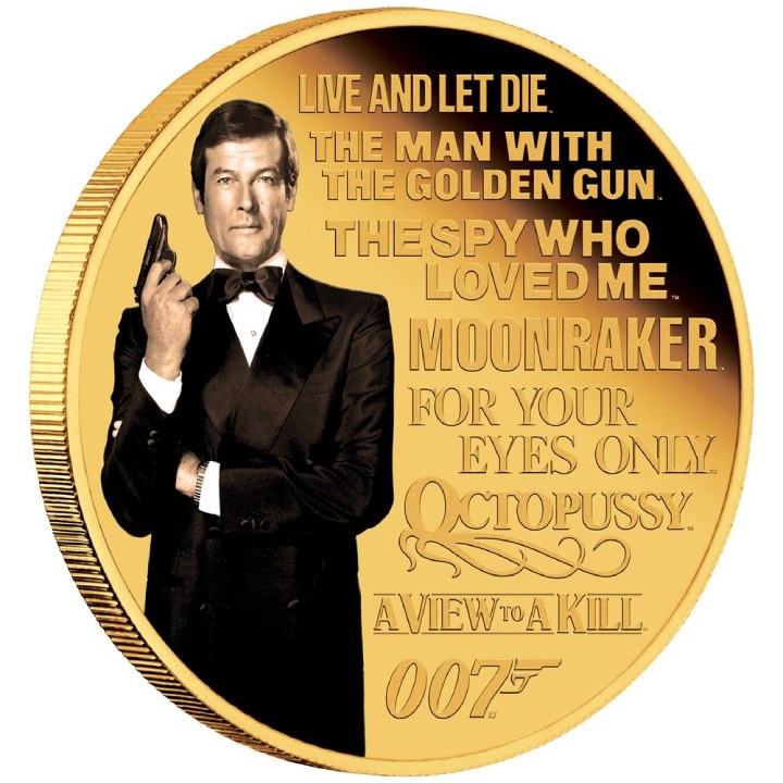 Tuvalu: James Bond Legacy 2nd issue - Roger Moore kolorowany 1/4 uncji Złota 2023 Proof