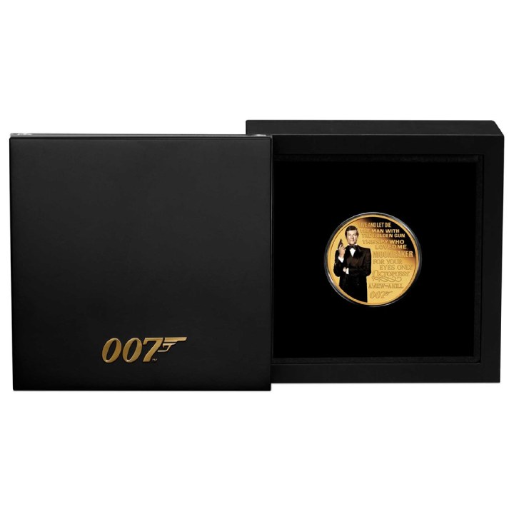 Tuvalu: James Bond Legacy 2nd issue - Roger Moore kolorowany 1/4 uncji Złota 2023 Proof