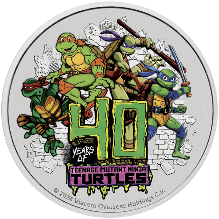 Tuvalu: Teenage Mutant Ninja Turtles - 40. rocznica kolorowany 1 uncja Srebra 2024 (moneta w karcie)