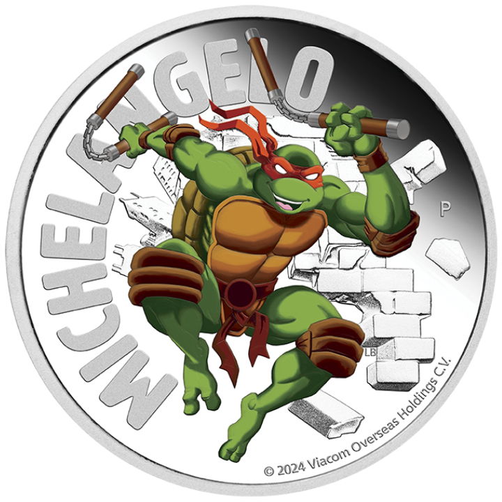 Tuvalu: Teenage Mutant Ninja Turtles - Michelangelo kolorowany 1 uncja Srebra 2024 Proof