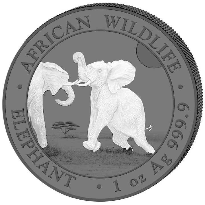 Zestaw 2 monet African Wildlife: Słoń Somalijski "Black & White" kolorowany 2 x 1 uncja Srebra 2024