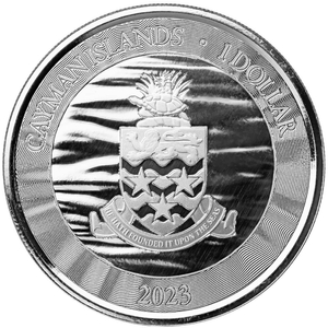 Cayman Islands: Stingray kolorowany 1 uncja Srebra 2023 Proof