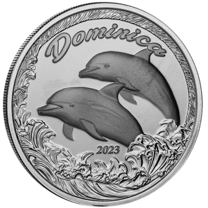 Dominica: Dolphin 1 uncja Srebra 2023 Prooflike (moneta w kapslu)