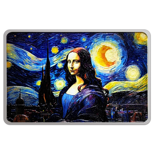 Fiji: Mona Lisa x Van Gogh kolorowany 2 uncje Srebra 2024 Proof