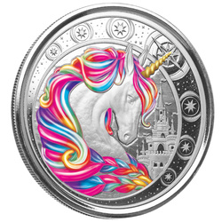 Ghana: Unicorn "Blossom" kolorowany 1 uncja Srebra 2023 Proof (moneta w karcie)