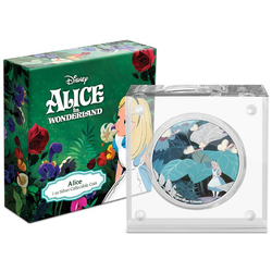 Niue: Disney Alice in Wonderland - Alice kolorowana 1 uncja Srebra 2021 Proof