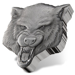 Niue: Fierce Nature - Wolf 2 uncje Srebra 2023 Antique Finish